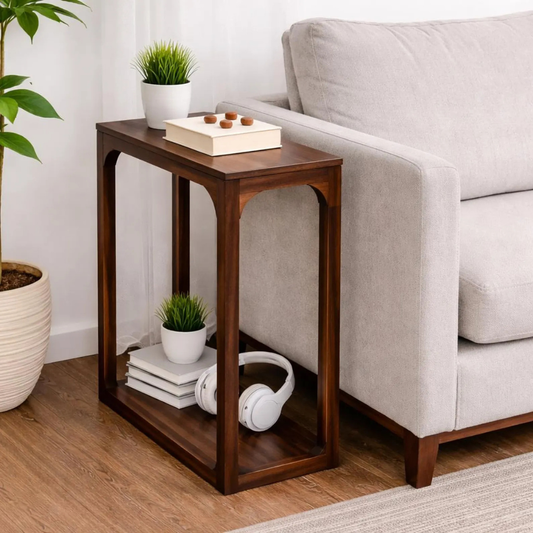 Handmade Solid Sheesham Wood Side Table | Minimalist Nightstand | Bedside End Table & Plant Stand