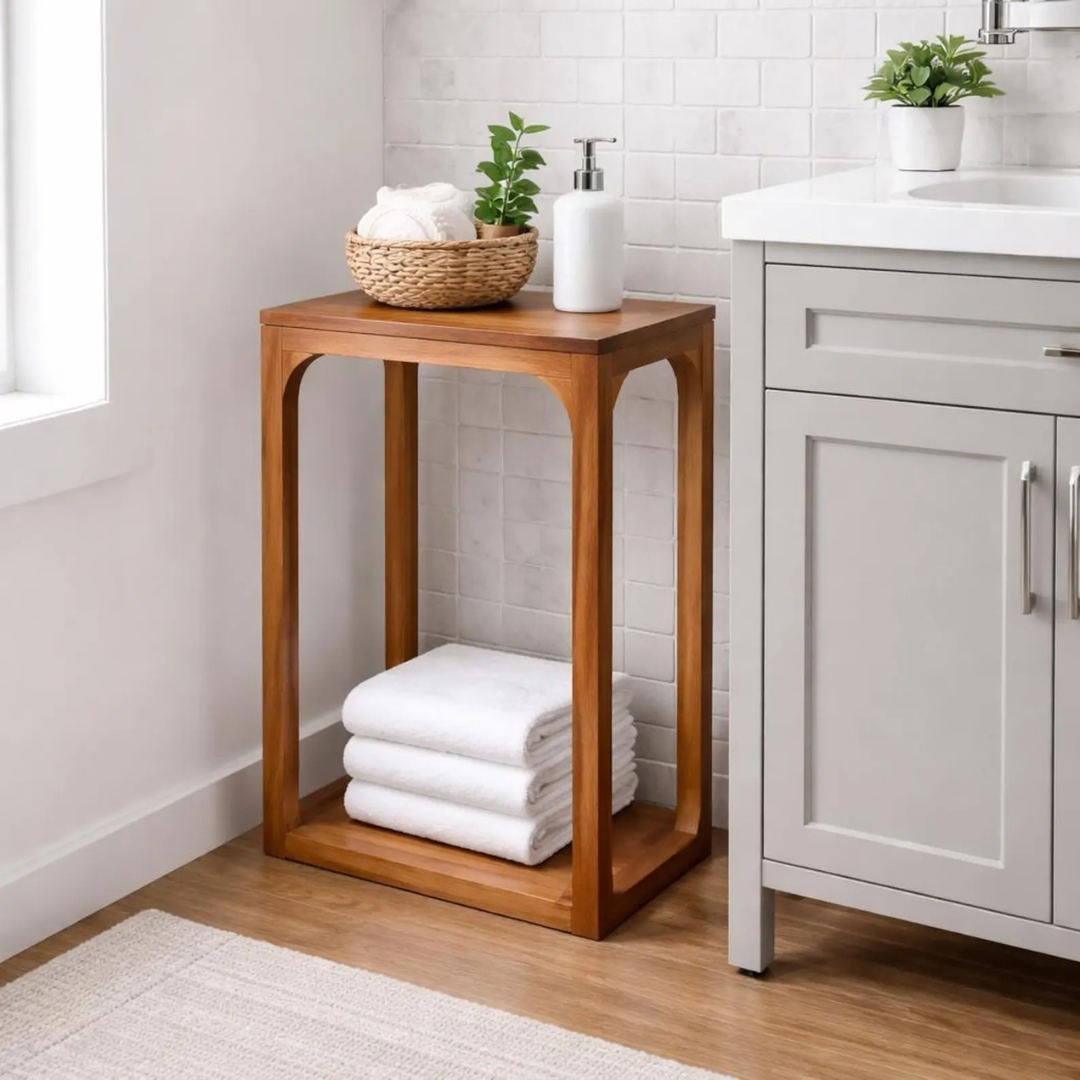 Handmade Solid Sheesham Wood Side Table | Minimalist Nightstand | Bedside End Table & Plant Stand