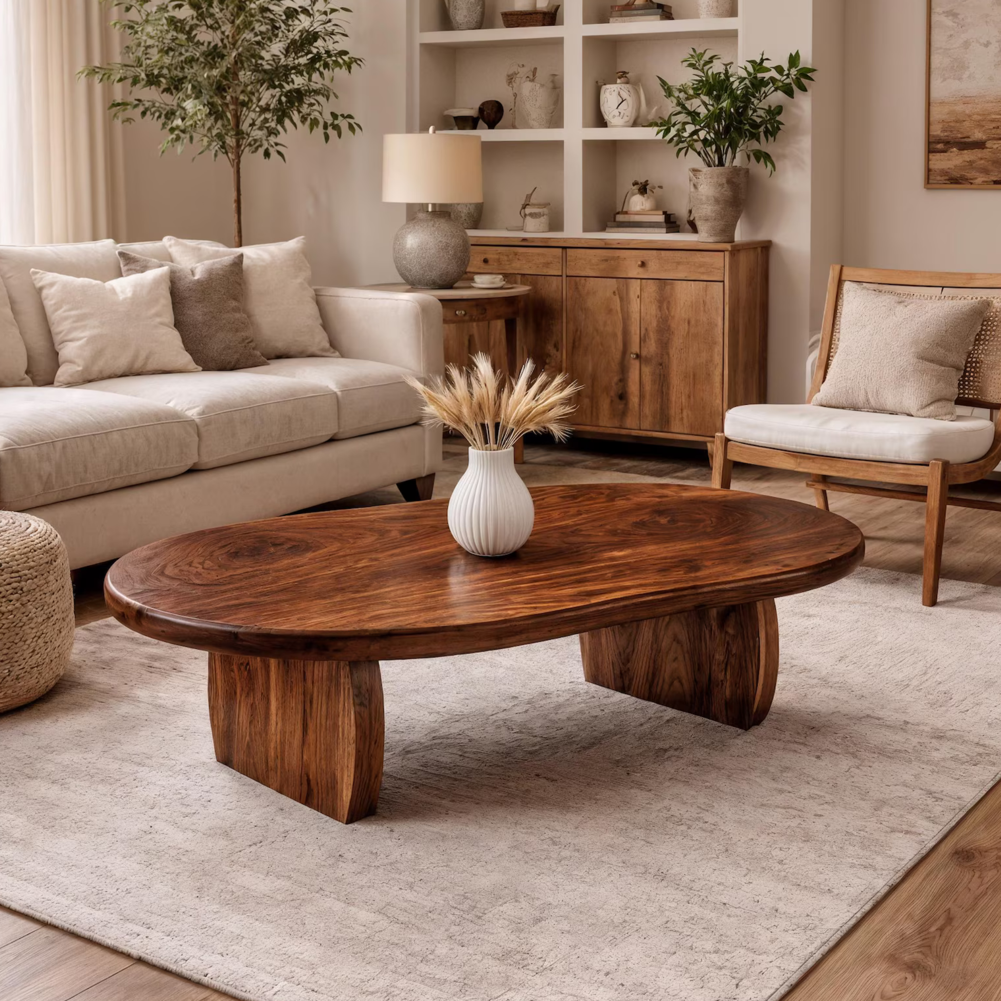 Luxury living room solid wood table 40 inch length