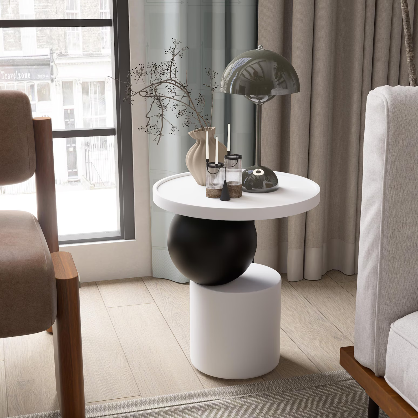 Handmade Solid Sheesham Wood Round Side Table | Modern Minimalist Accent Table by Adaptivo Furniture