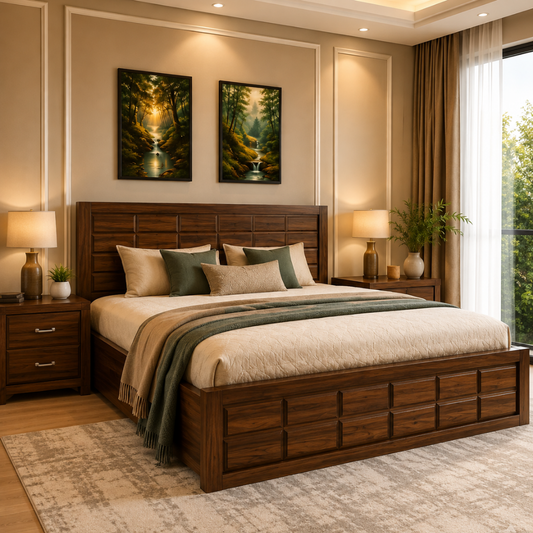 Haven Sheesham Bed – Solid Sheesham Wood Panelled Bed