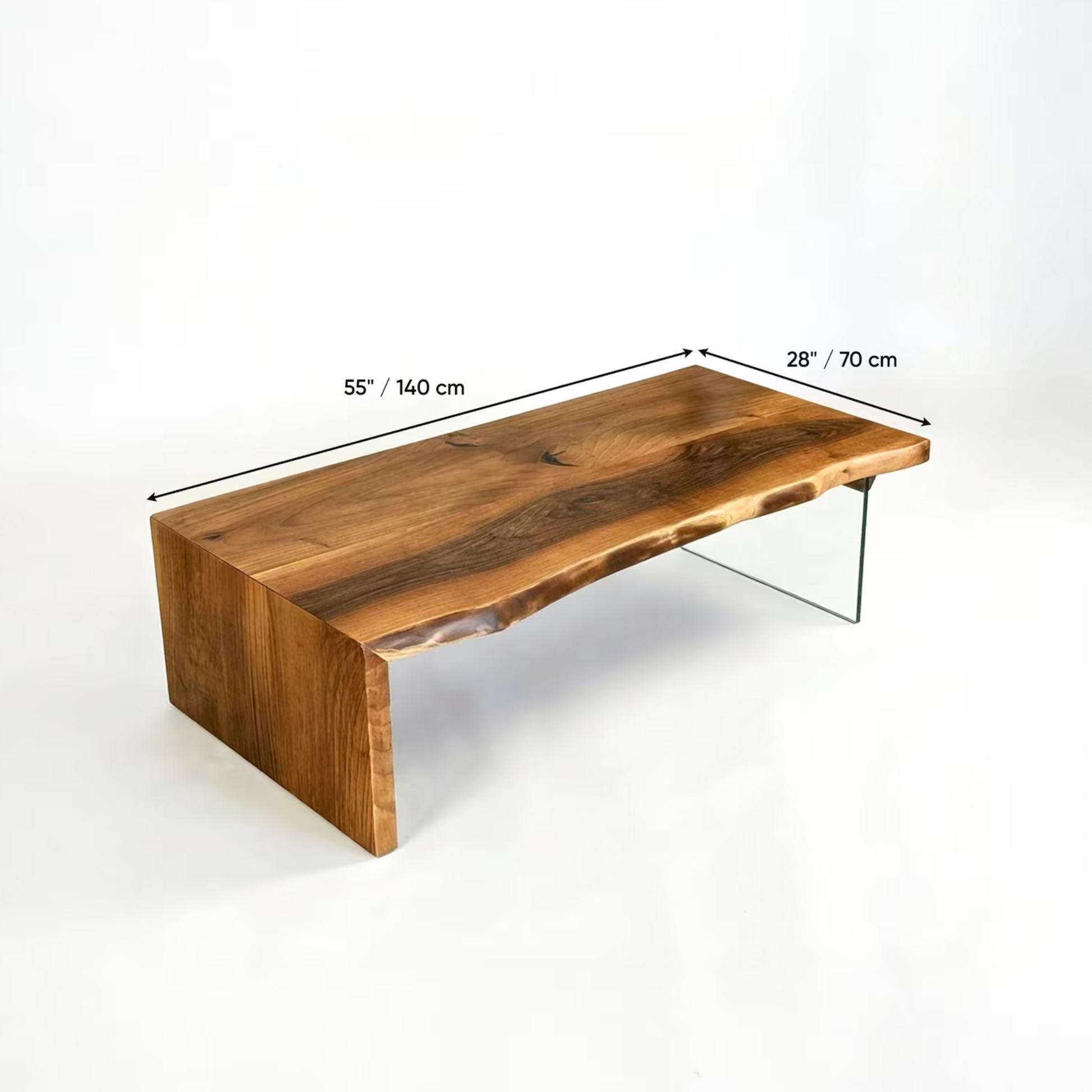 Handmade live edge waterfall coffee table by Adaptivo Furniture