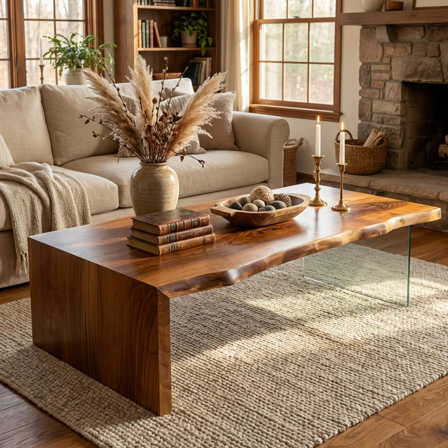 Modern luxury coffee table with glass legs for living room