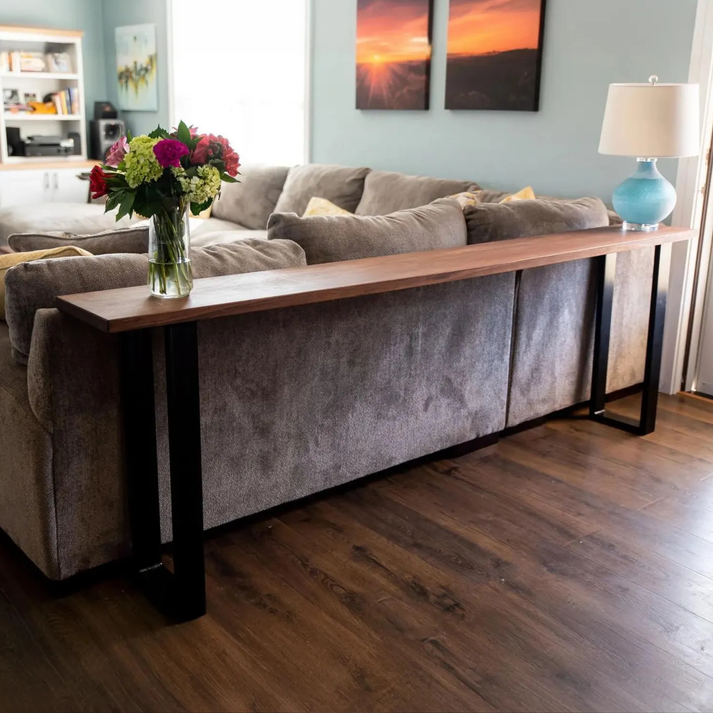 Sheesham Wood Sofa Back Console Table – Solid Wooden Console with Meta ...