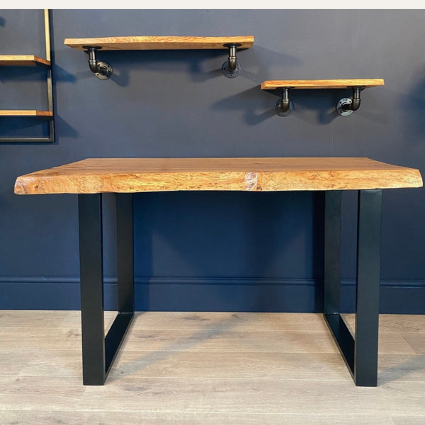 Modern Rustic Live Edge Desk – Natural Sheesham Wood Finish