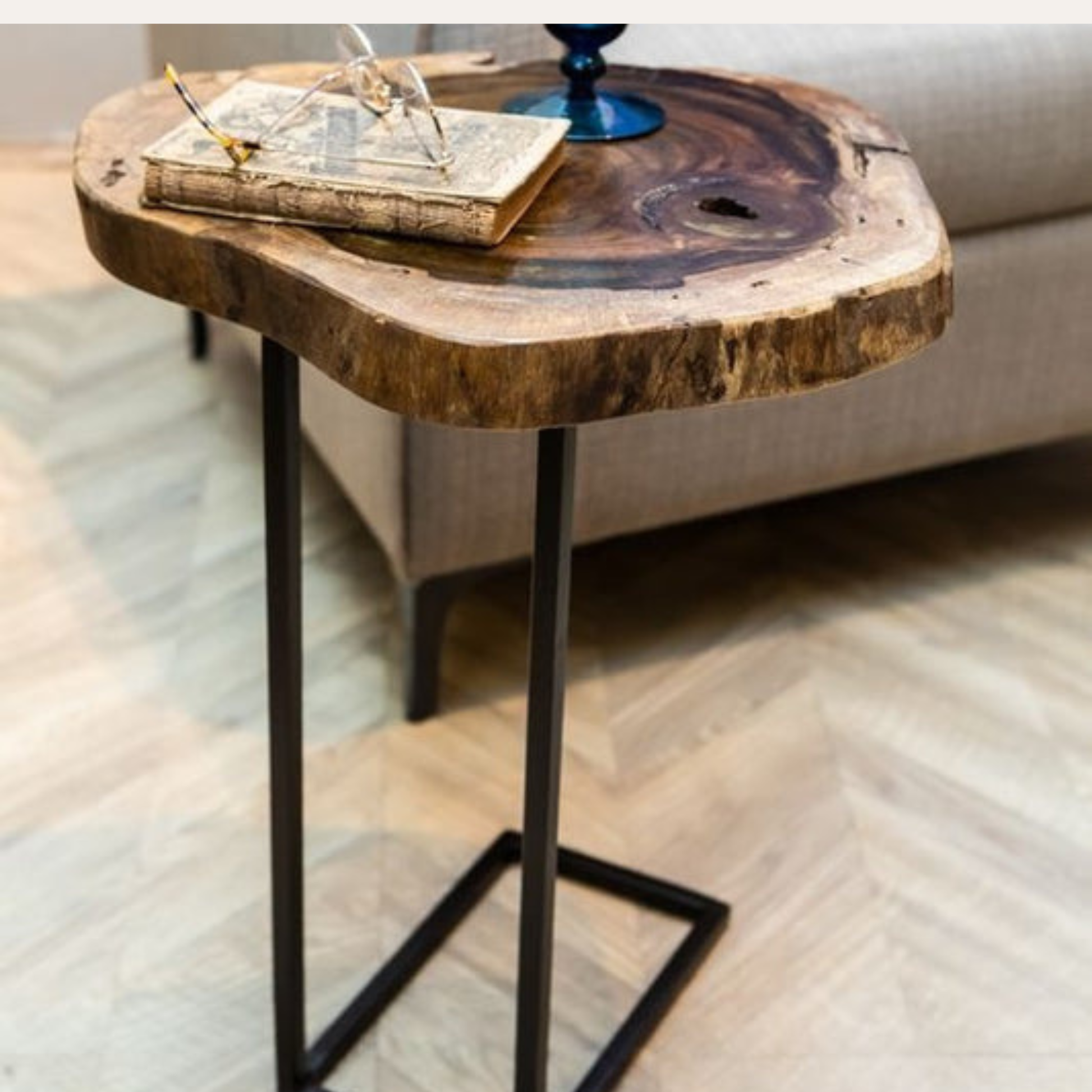 Live Edge Wooden Coffee Table – Natural Sheesham Wood Finish