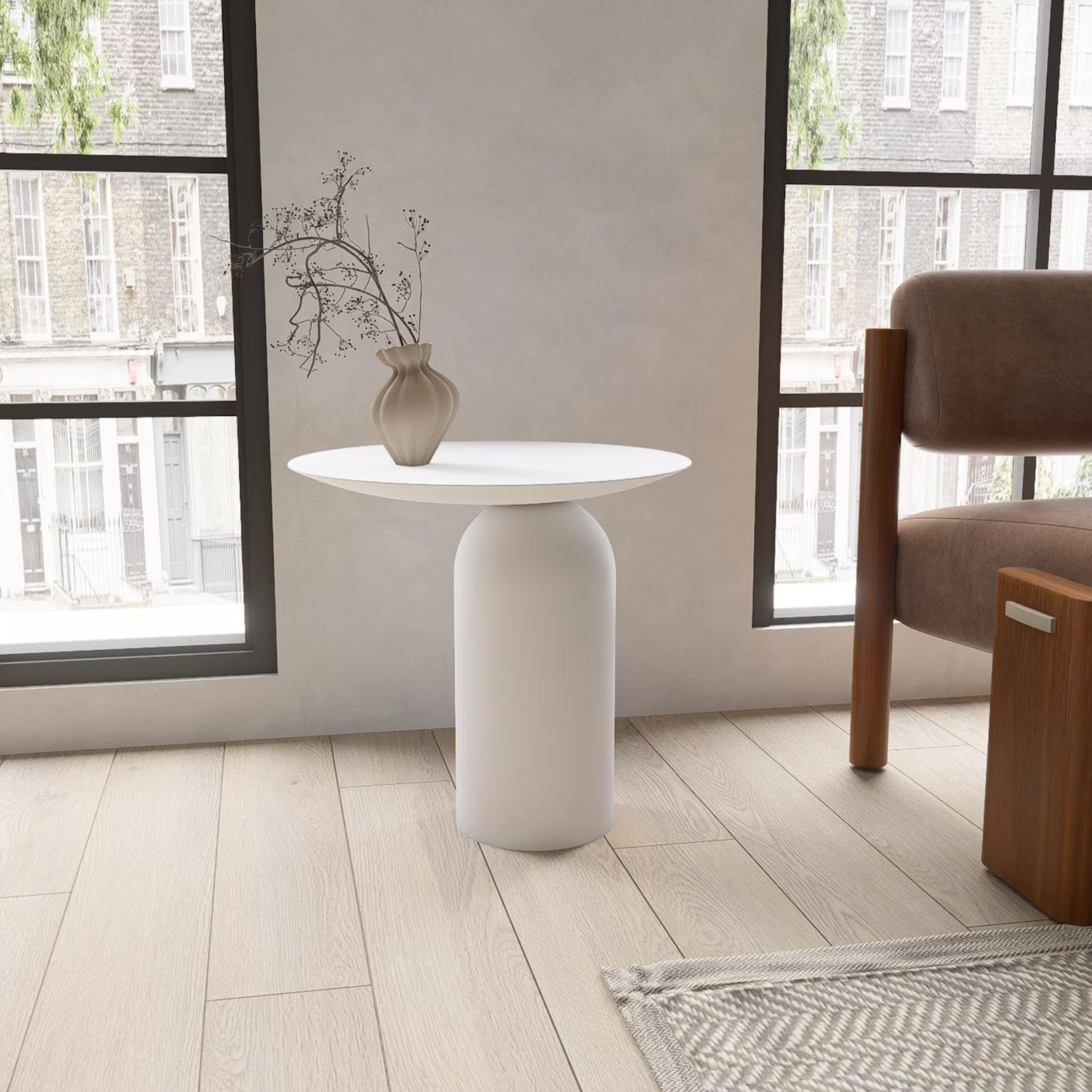 Minimalist handmade wooden side table sculptural organic design