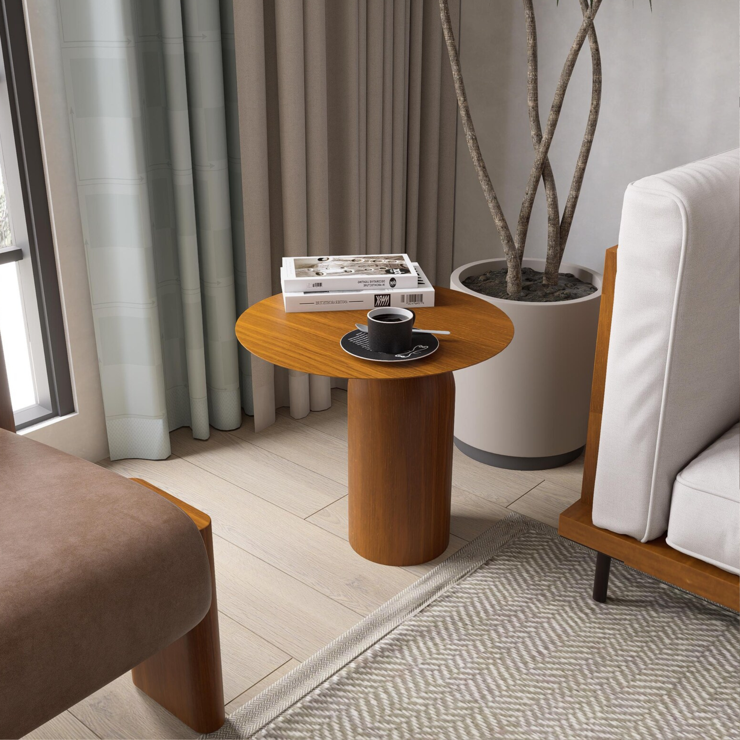 Modern organic accent table for minimalist living room