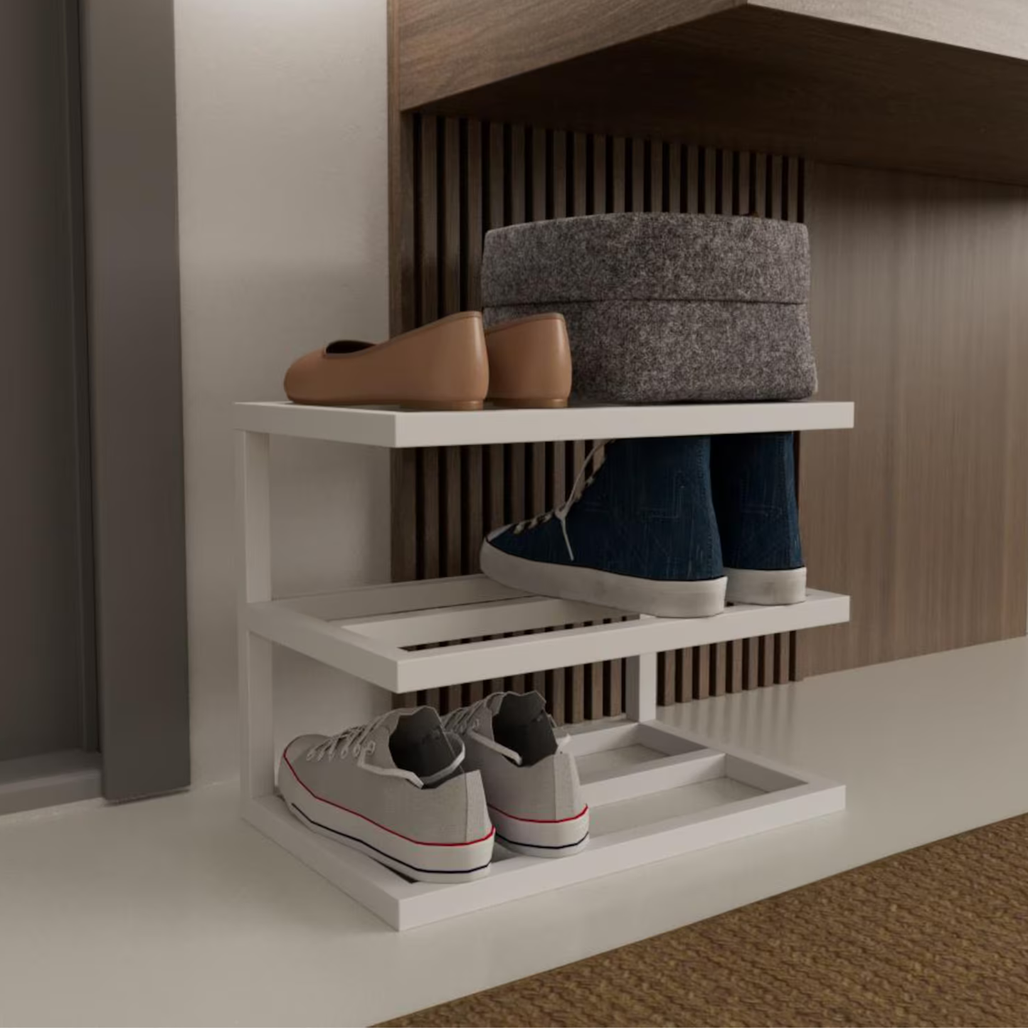 Minimalist 3-Tier Metal Shoe Rack by Adaptivo Furniture – Sleek and Durable