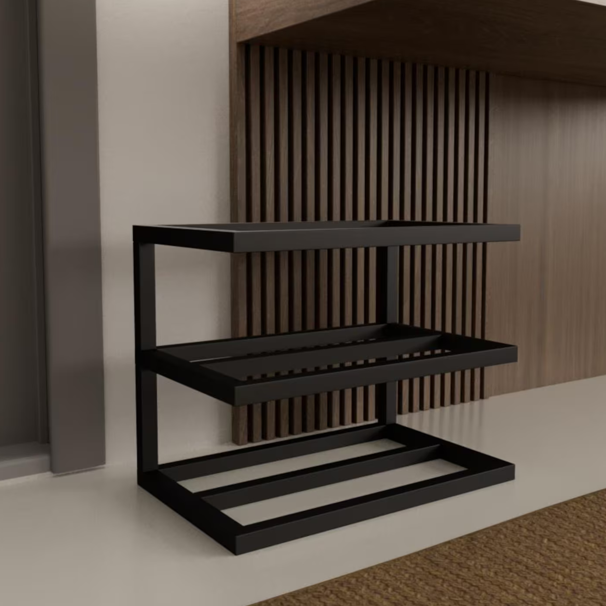 Compact Metal Shoe Stand for Hallway or Bedroom – 3-Tier Design