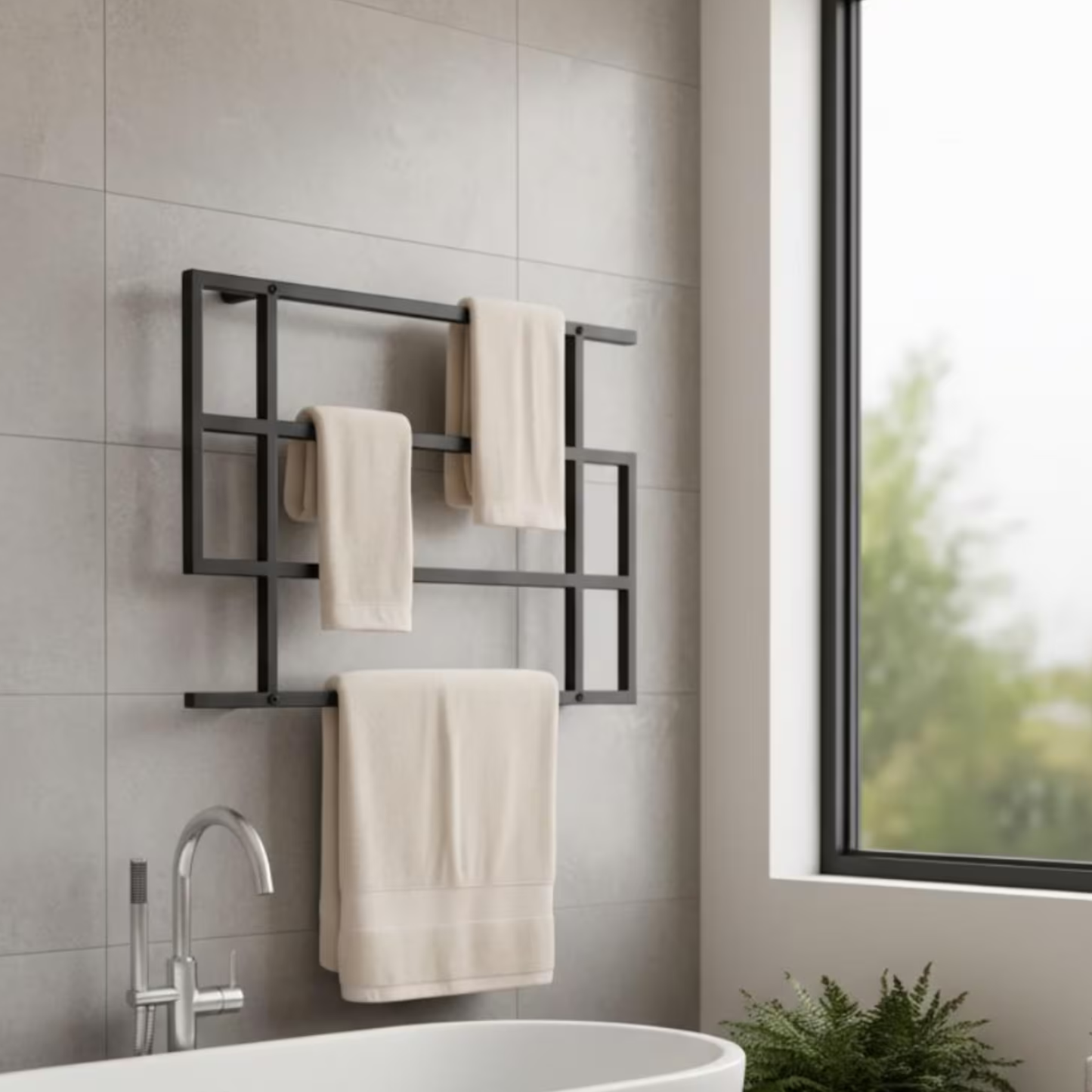 Modern Wall Mounted Towel Rack – Minimalist Bathroom Storage Shelf | Adaptivo Furniture