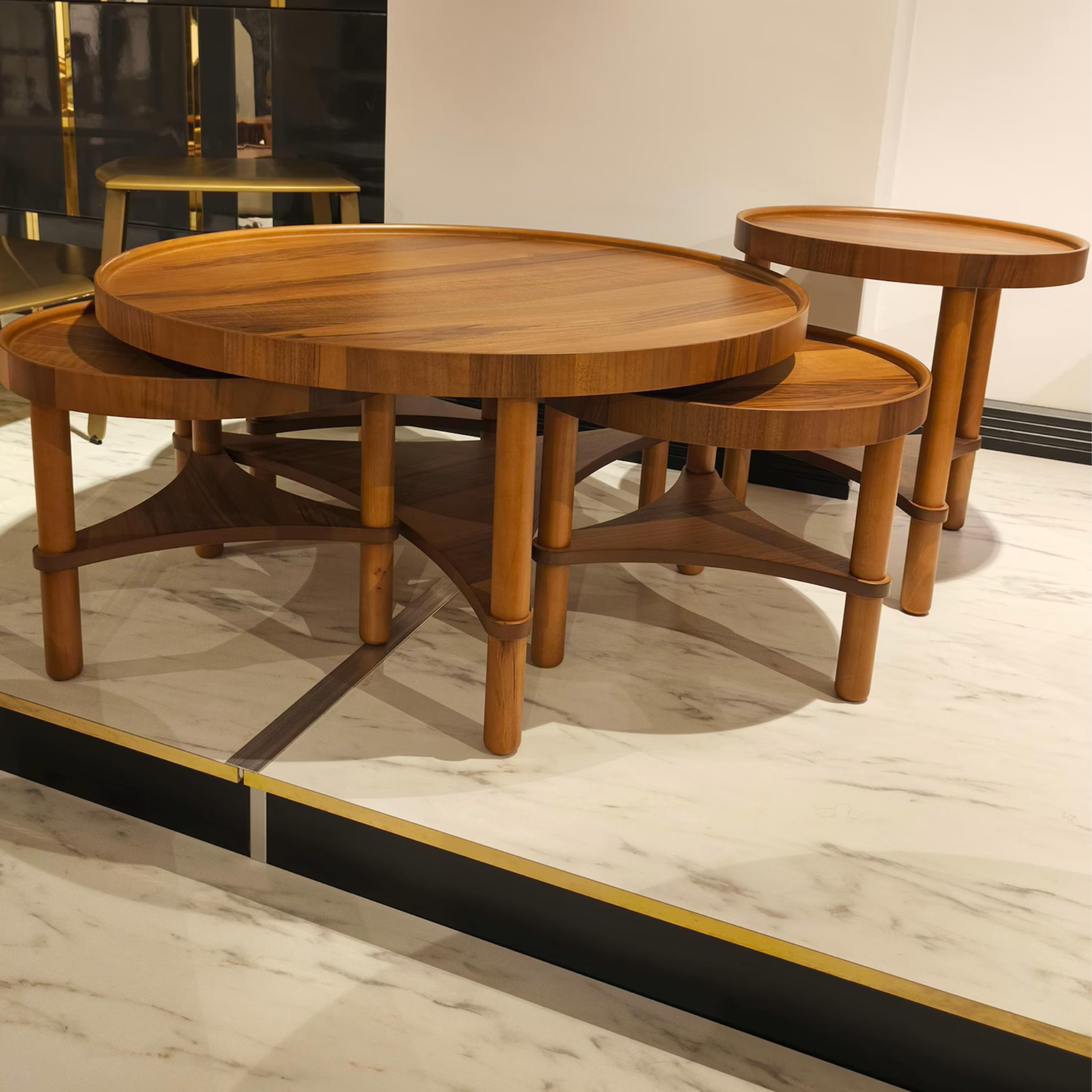 Detailed size dimensions of Sheesham Wood Nesting Coffee Table Set – Adaptivo Furniture