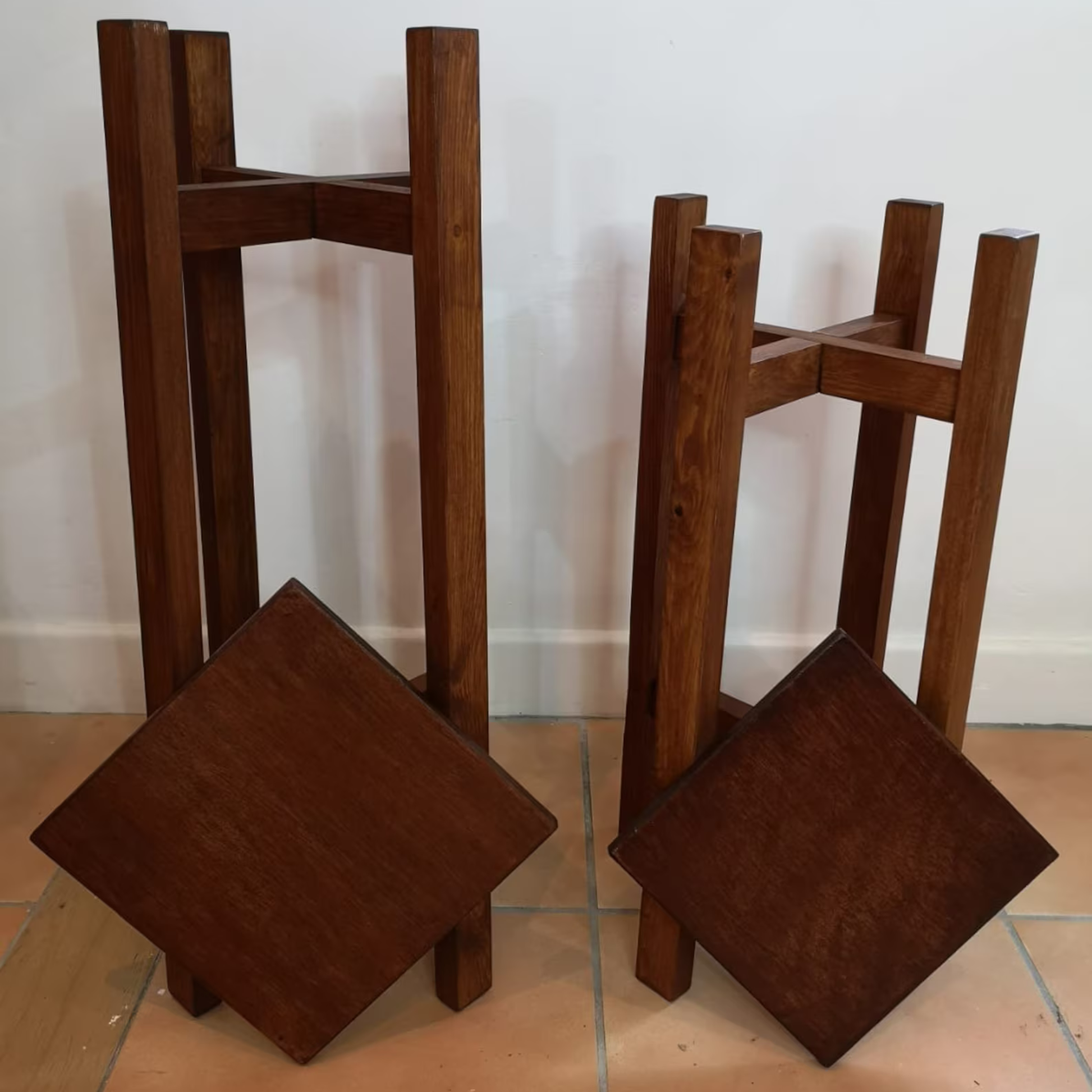 “Pair of Wooden Plant Stands – Elegant Home Décor Display by Adaptivo Furniture”