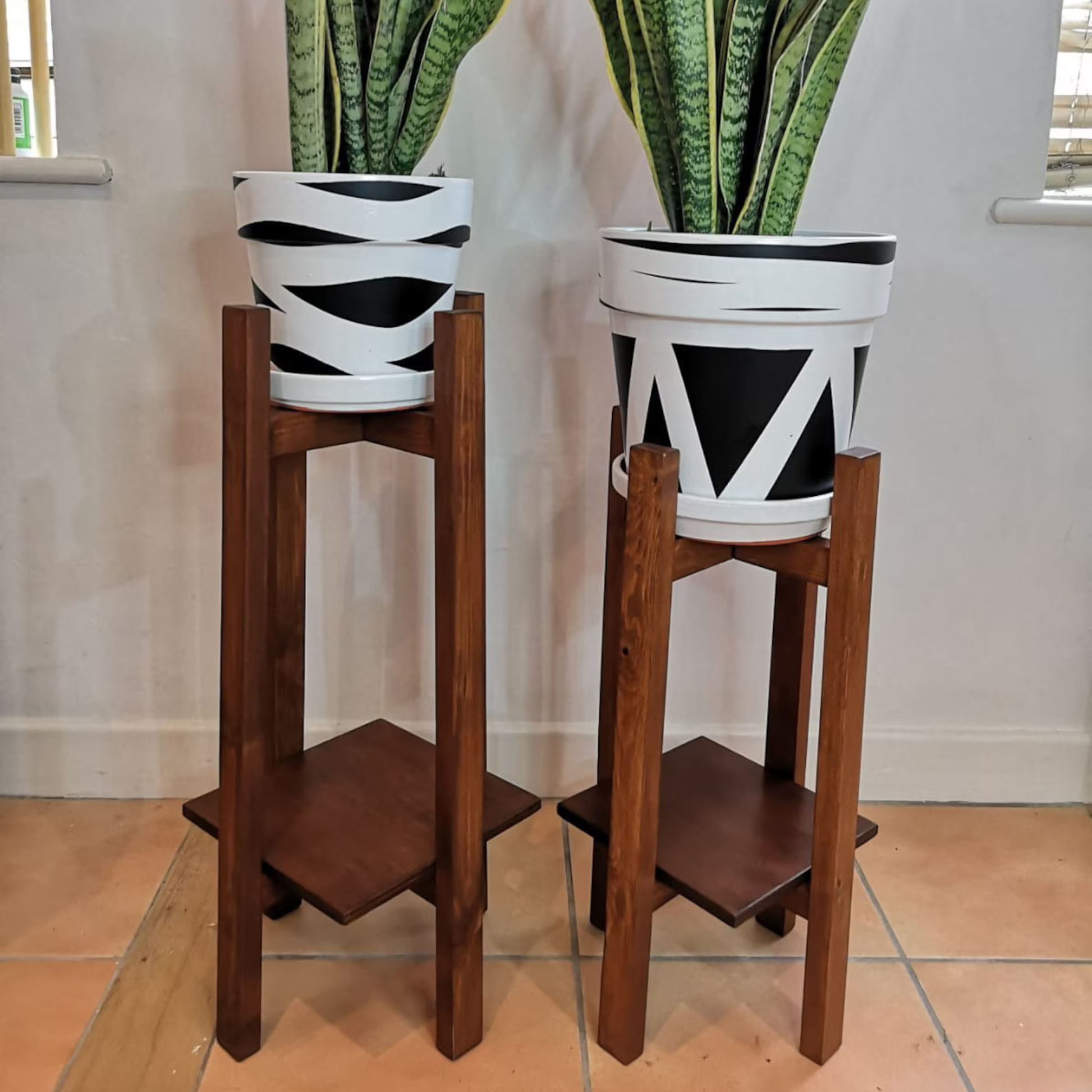 “Solid Sheesham Wood Plant Stand Pot – Handmade Pair by Adaptivo Furniture”