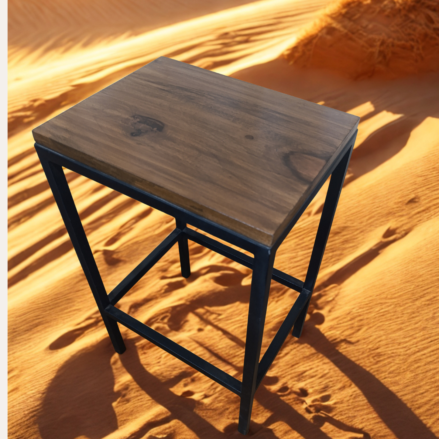 Rustic Wooden Bar Stool – Solid Sheesham Wood Bar Chair by Adaptivo Furniture