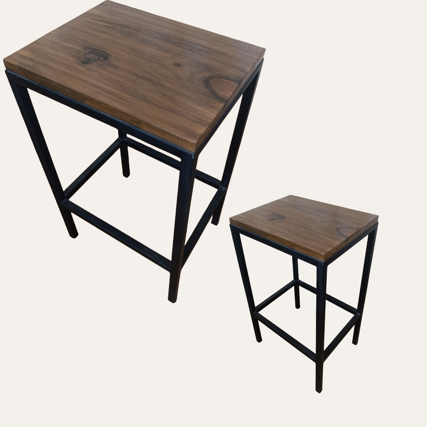 Handmade Sheesham Wood Bar Stool – Rustic Design for Kitchen or Café