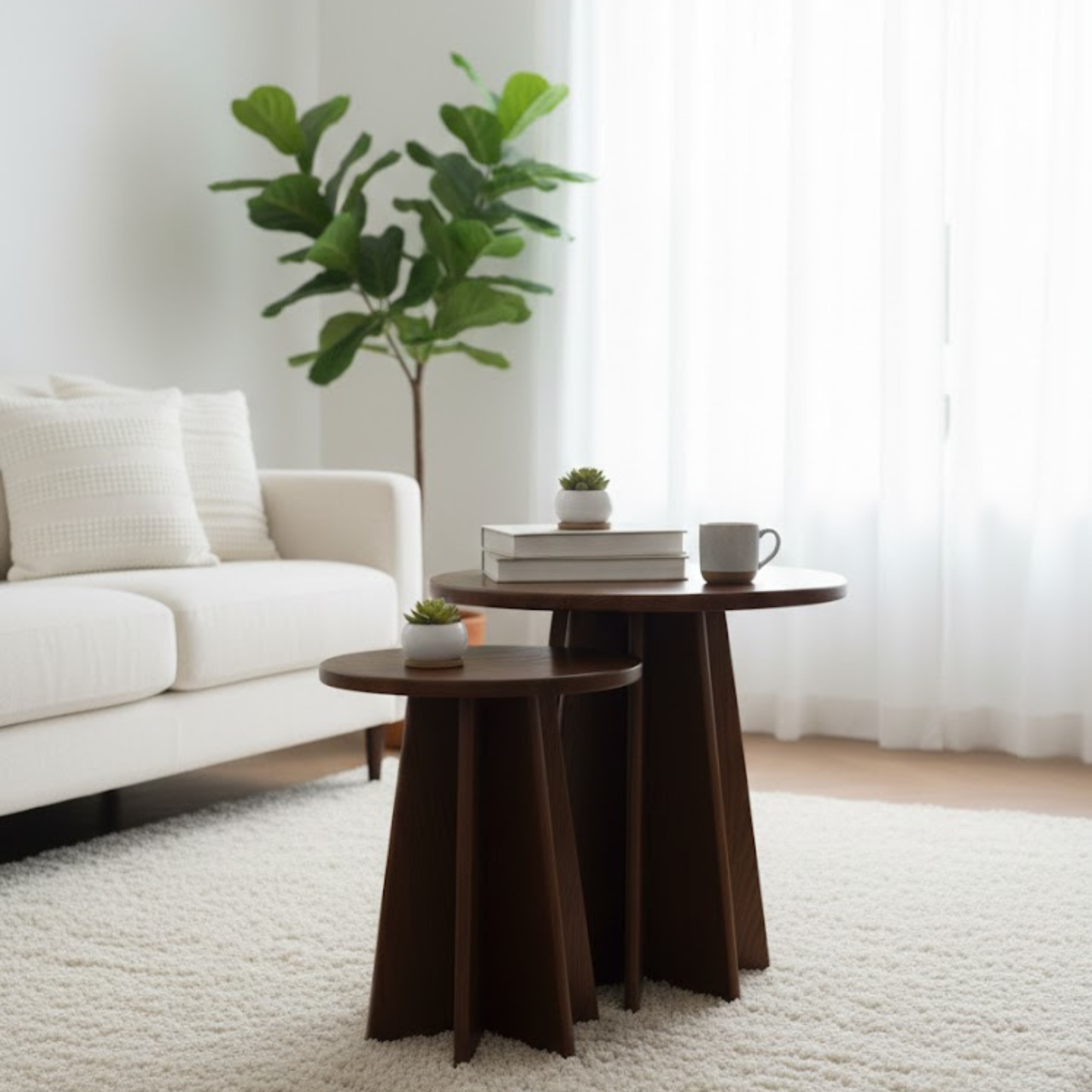 Sheesham wood side tables set of 2 – solid wood nesting tables for living room | Adaptivo Furniture