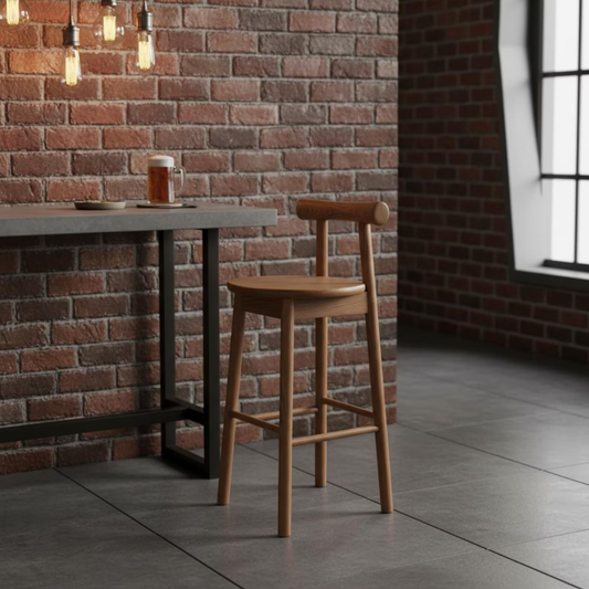 Soft Arc Stool | Solid Sheesham Wood Bar Stool | Handmade  Counter Stool