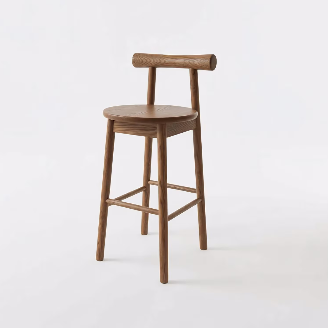 Soft Arc Stool | Solid Sheesham Wood Bar Stool | Handmade  Counter Stool