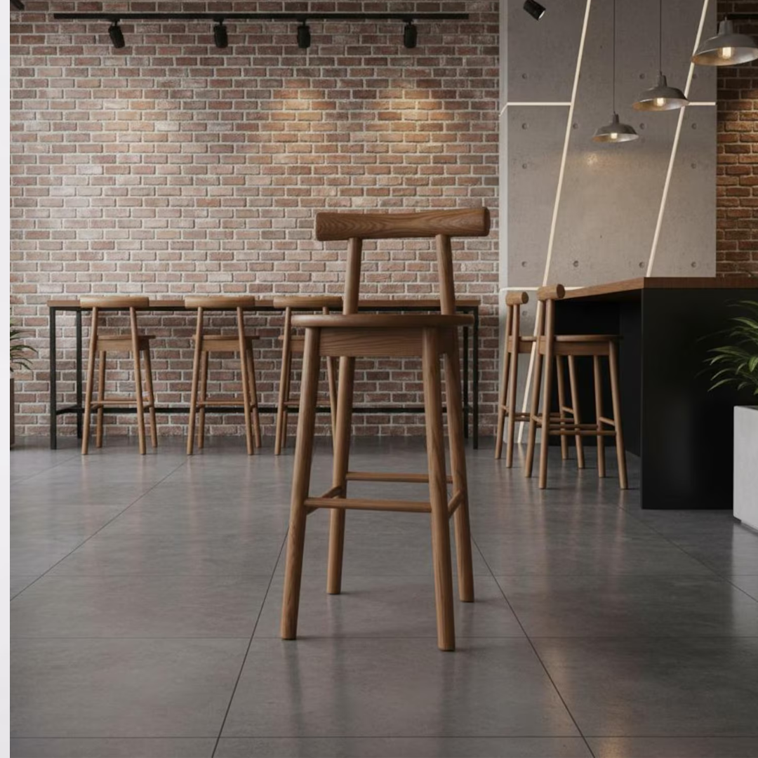 Soft Arc Stool | Solid Sheesham Wood Bar Stool | Handmade  Counter Stool