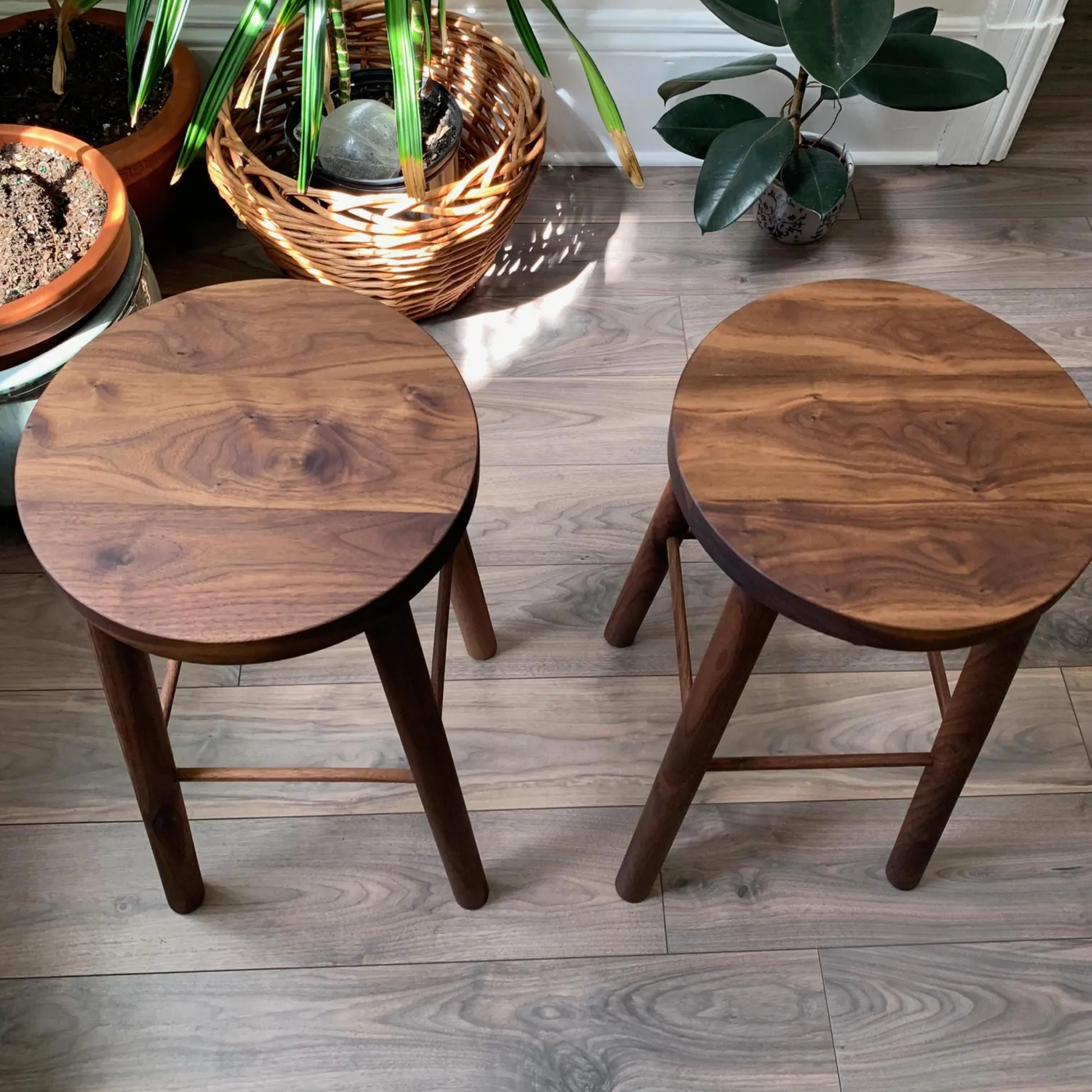 Rustic Modern Sheesham Wood Bar Stools by Adaptivo Furniture