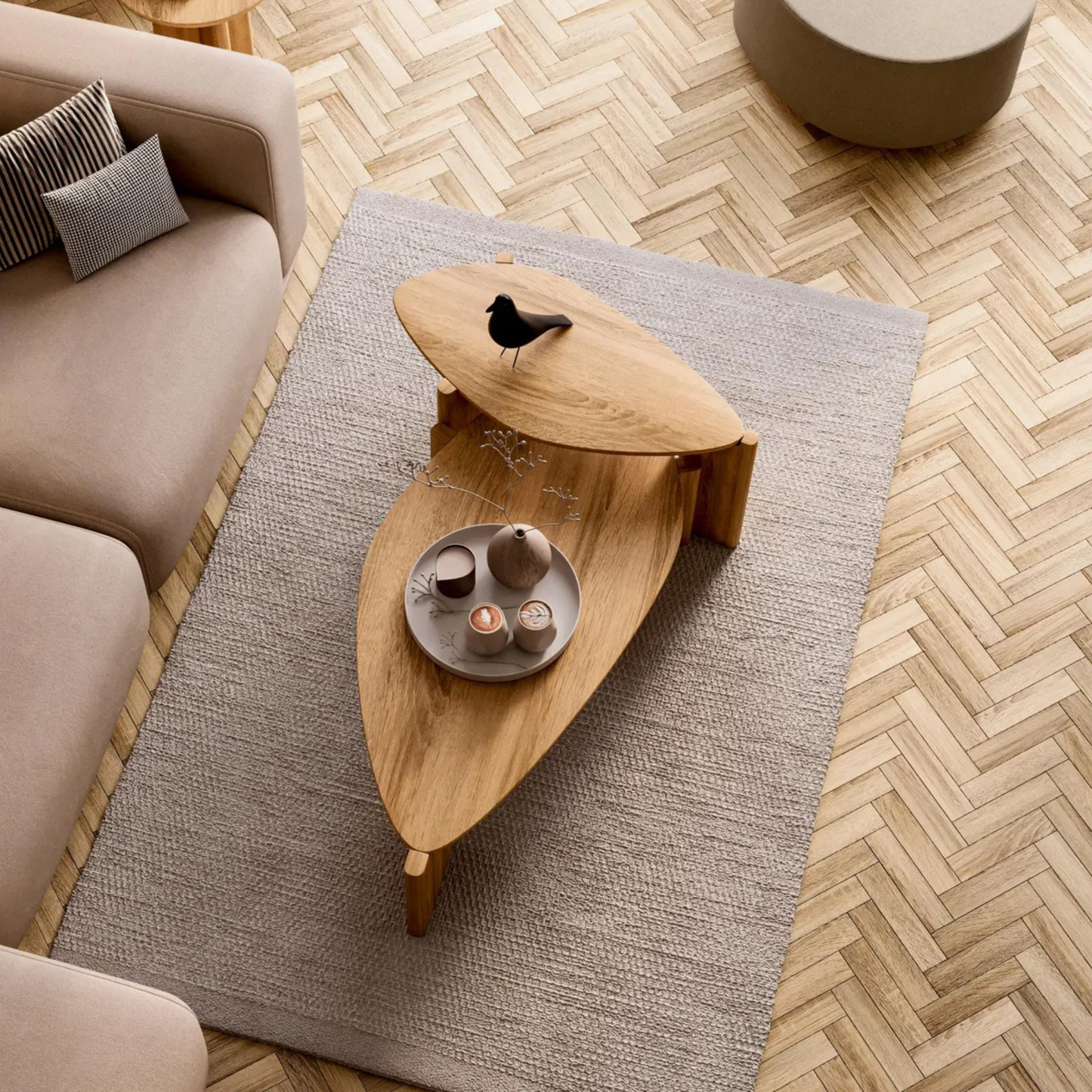 Solid Sheesham Nesting Coffee Tables – Modern Minimalist Set of 2 by Adaptivo Furniture