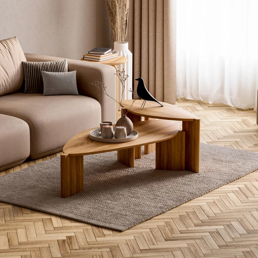 Handcrafted Sheesham wood tabletop with rich natural grain finish