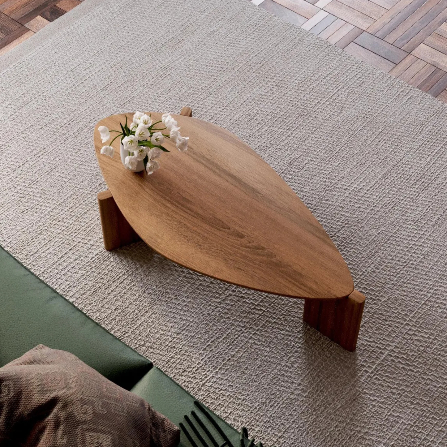 Compact nesting coffee table handcrafted from solid Sheesham wood