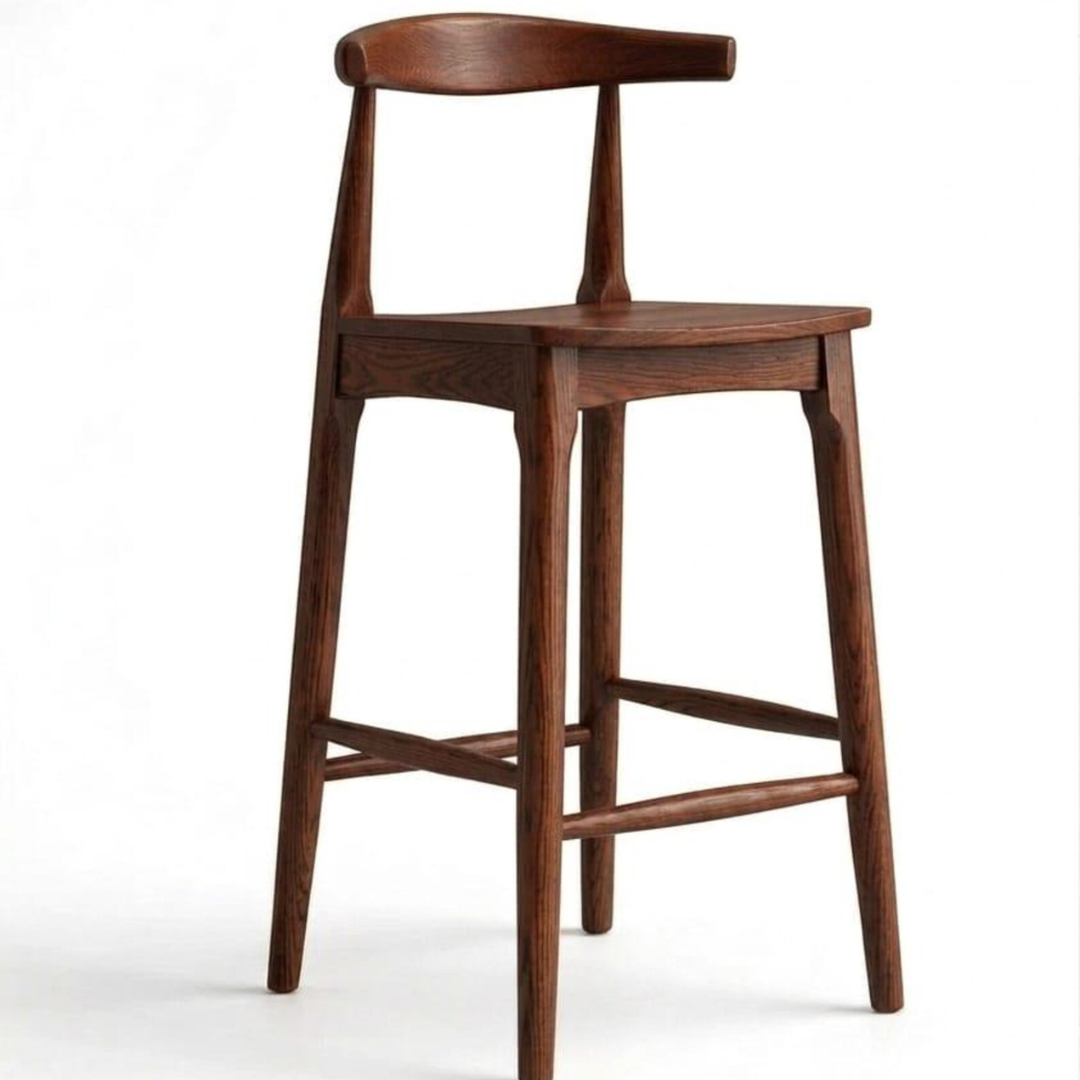 Solid Sheesham Wood Bar Stool | Mid-Century Modern Scandinavian Counter Stool
