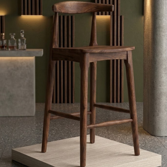 Solid Sheesham Wood Bar Stool | Mid-Century Modern Scandinavian Counter Stool