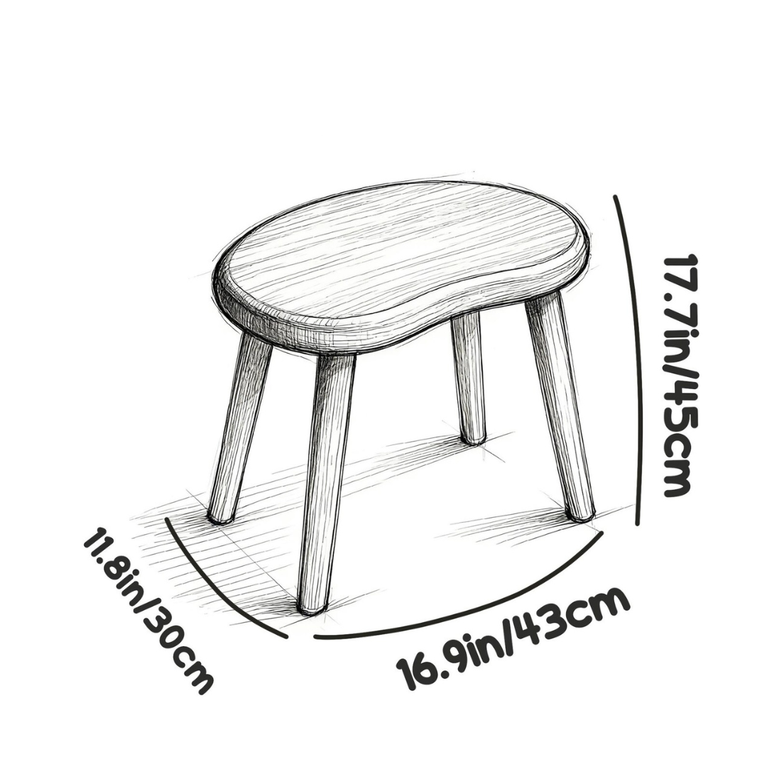 Solid Sheesham Wood Kidney Stool | Handmade Rustic Vanity Bench | Minimalist Accent Stool