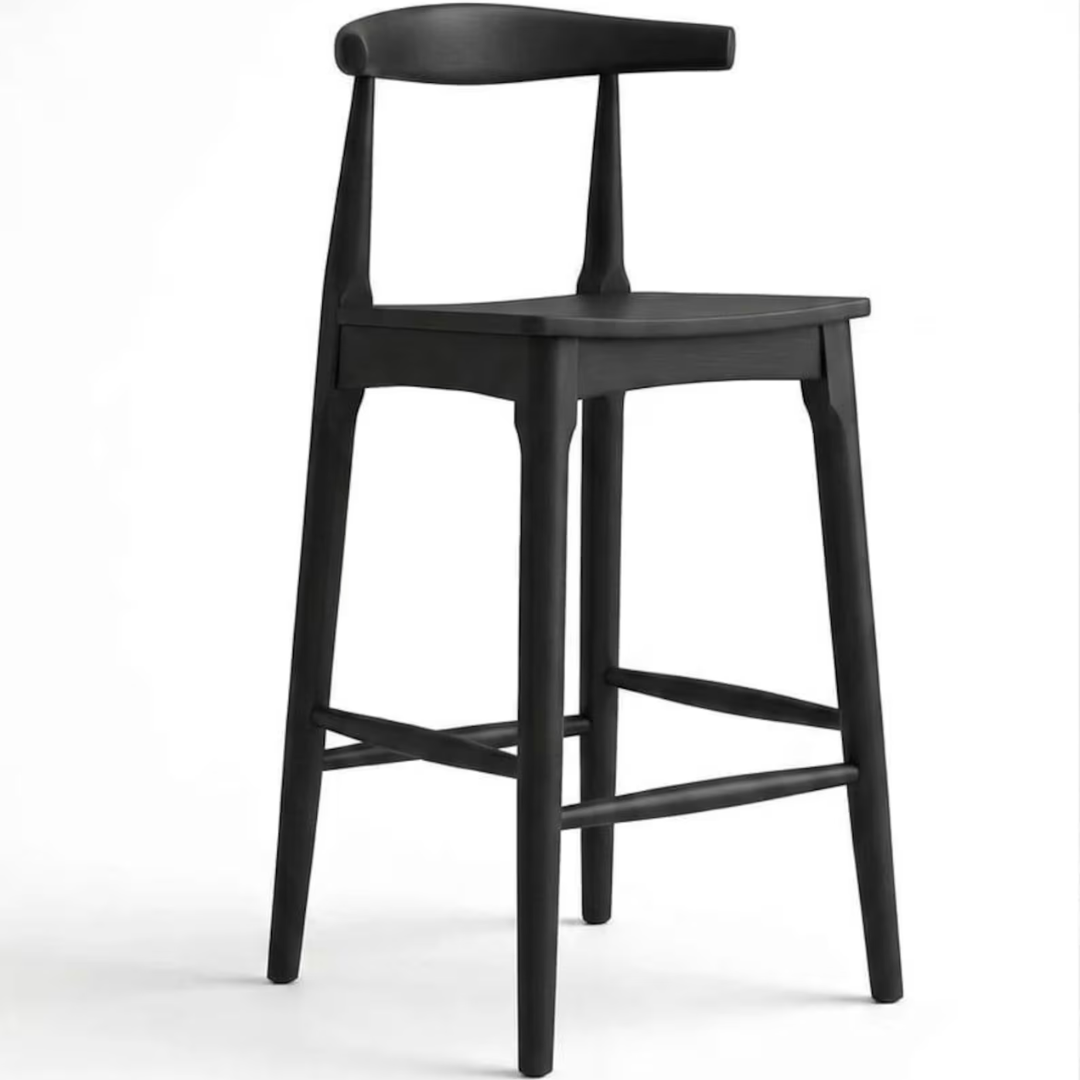 Solid Sheesham Wood Bar Stool | Mid-Century Modern Scandinavian Counter Stool