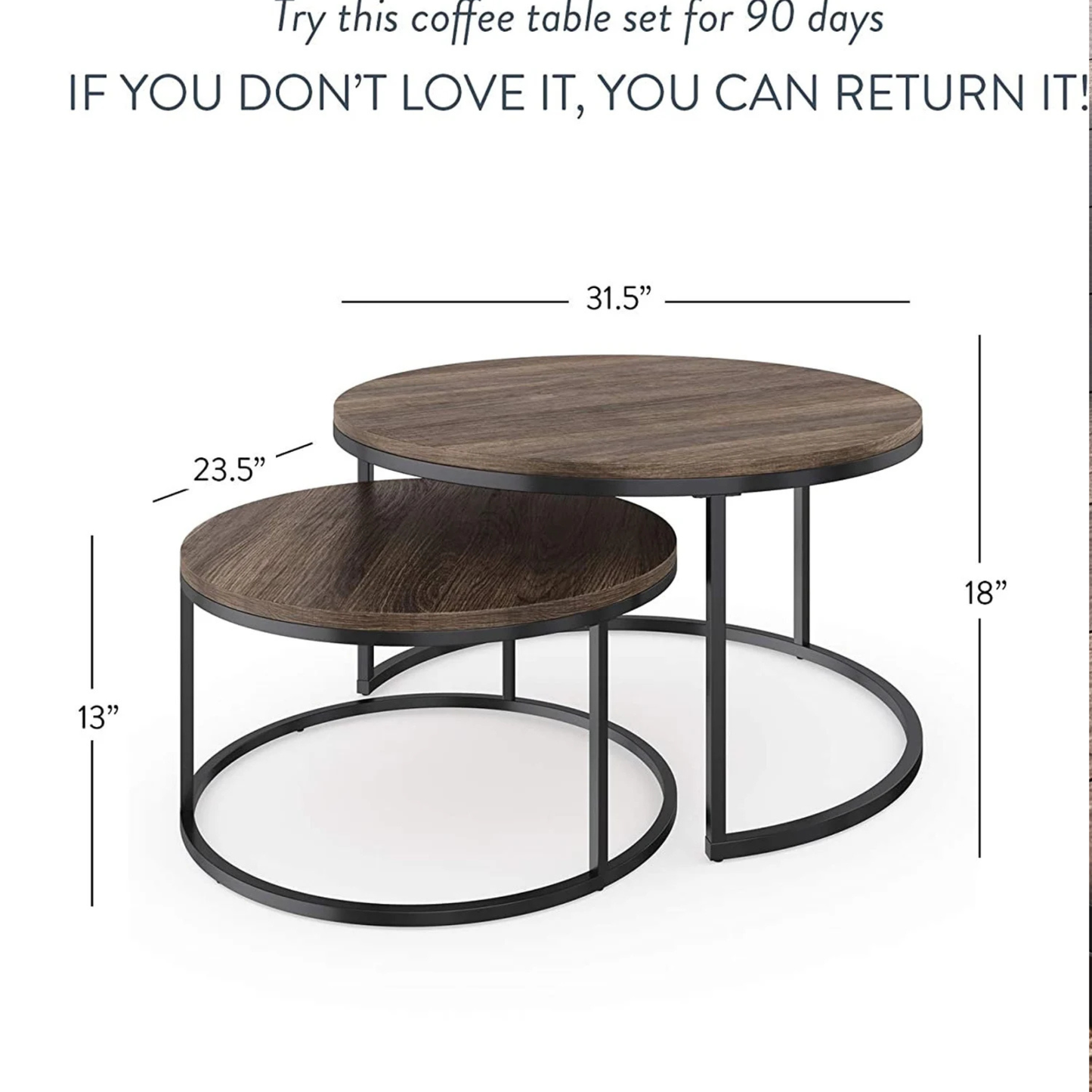 Modern industrial nesting tables for living room