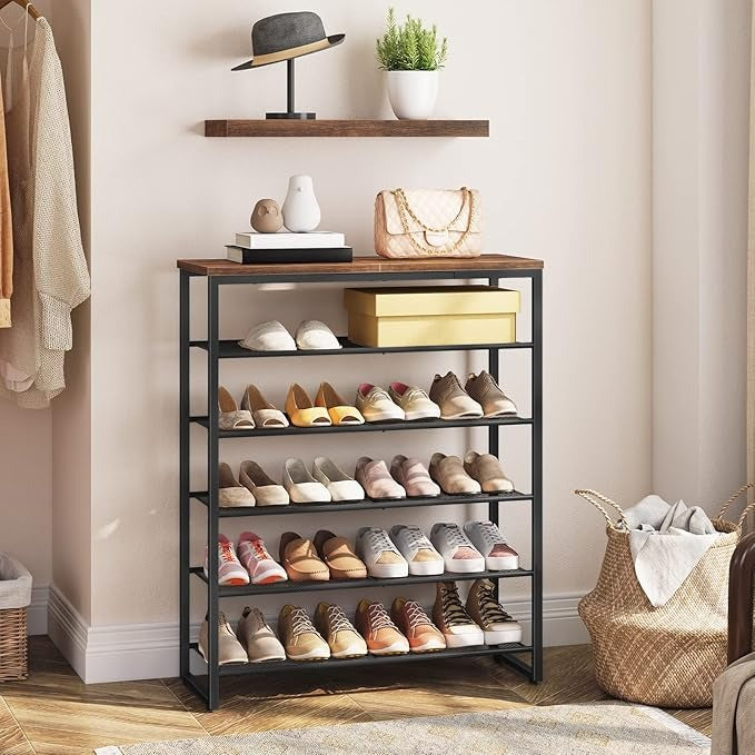 Tall 6-Level Shoe Rack – Modern Metal Shoe Organizer for Entryway or Closet by Adaptivo Furniture