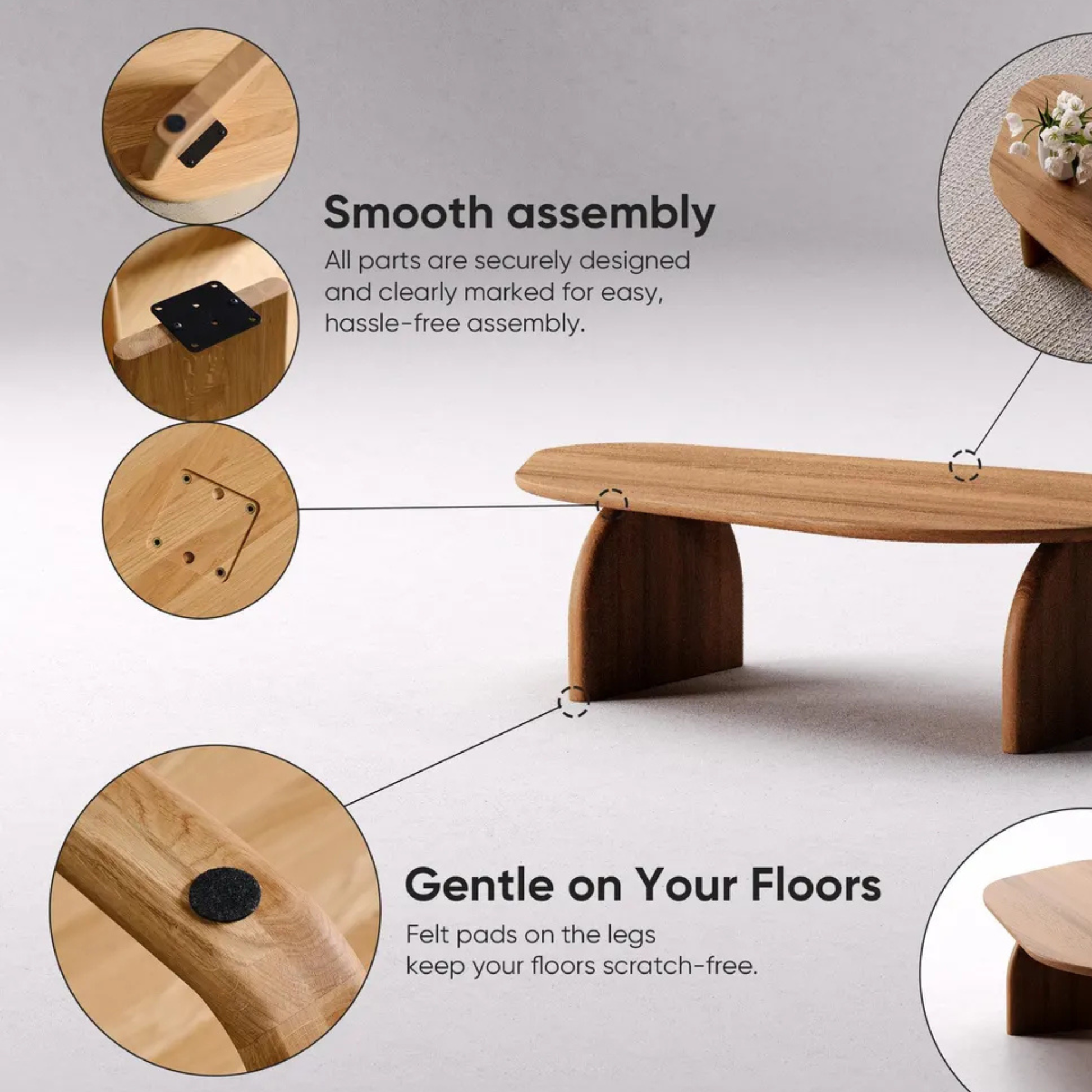 Contemporary living room with Modern Sheesham Wood Coffee Table by Adaptivo Furniture