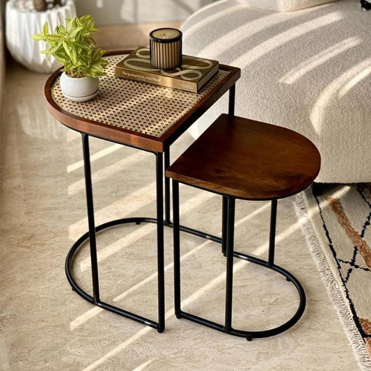 Rattan Accent Table - Set Of Two