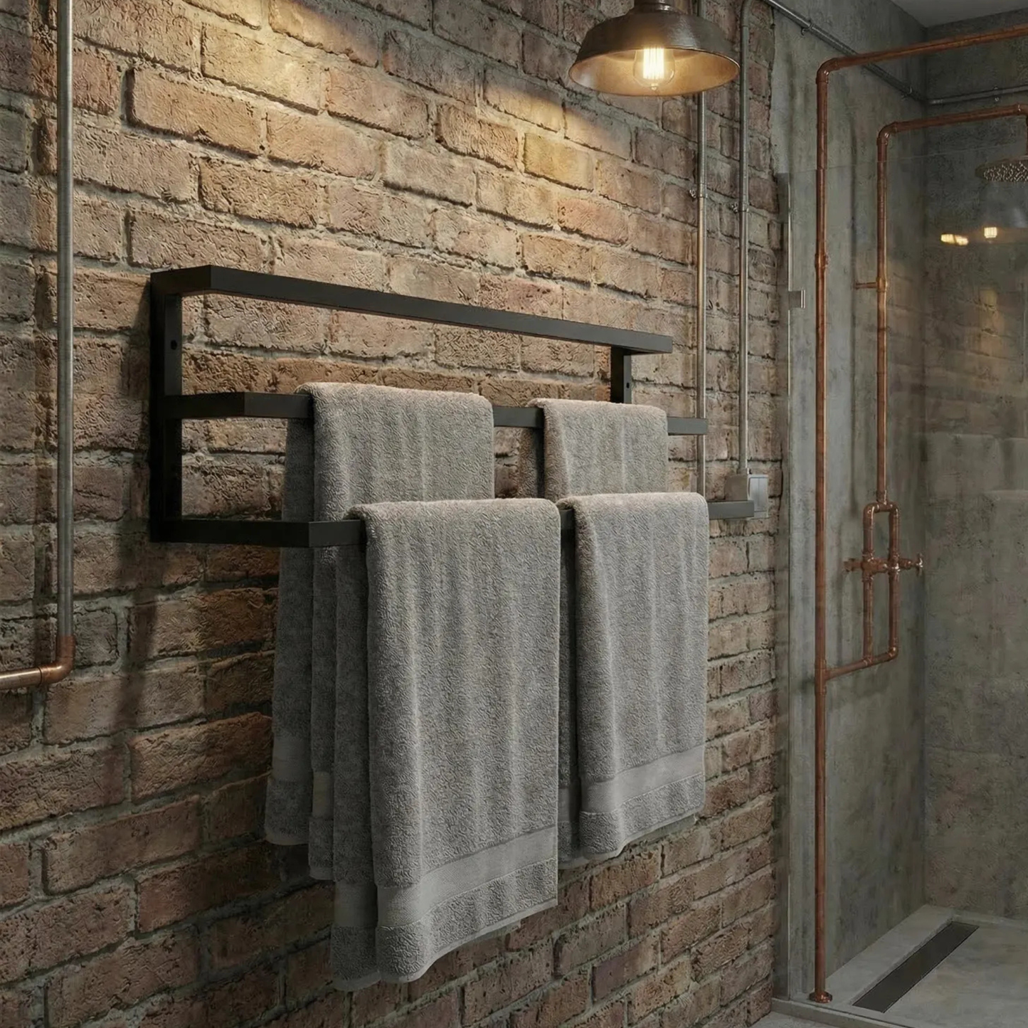 Minimalist bathroom towel rack loft style metal organizer