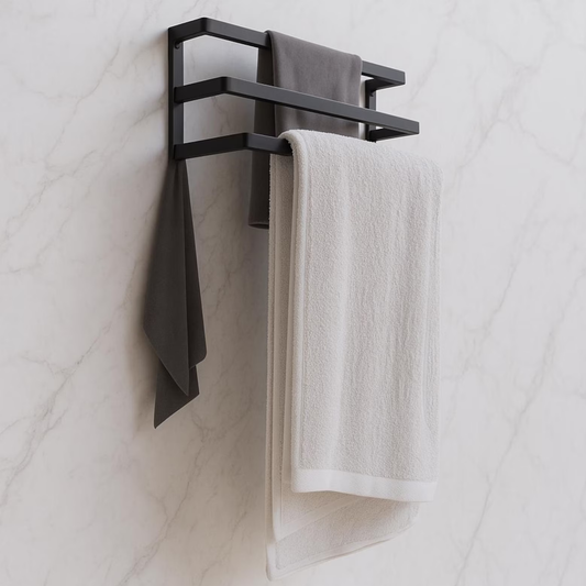 Wall Mounted Towel Rack – 3 Tier Modern Towel Holder with Hooks | Space-Saving Bathroom Organizer | Adaptivo Furniture