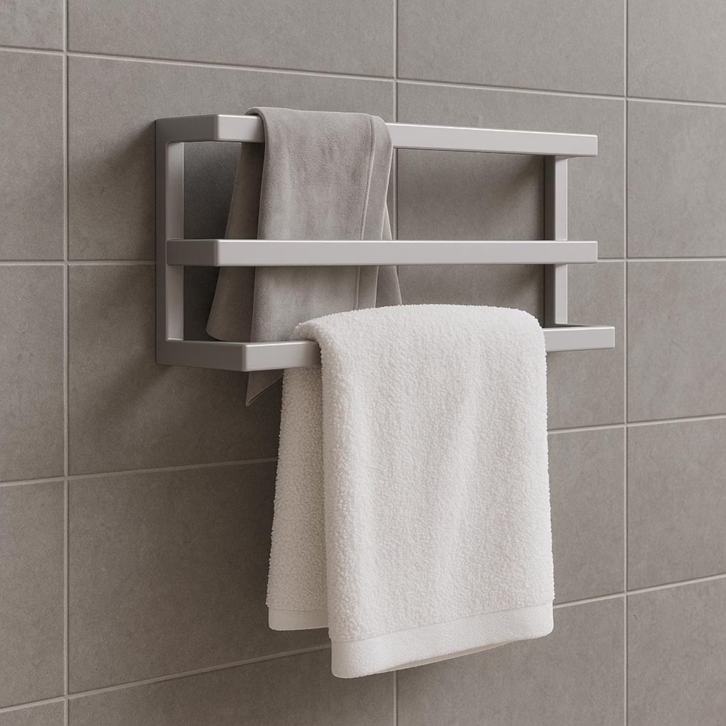Wall Mounted Towel Rack – 3 Tier Modern Towel Holder with Hooks | Space-Saving Bathroom Organizer | Adaptivo Furniture