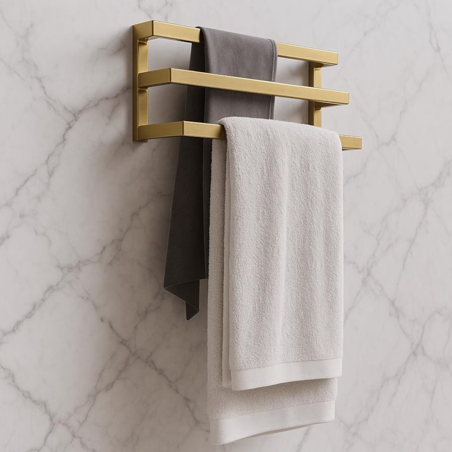 Wall Mounted Towel Rack – 3 Tier Modern Towel Holder with Hooks | Space-Saving Bathroom Organizer | Adaptivo Furniture