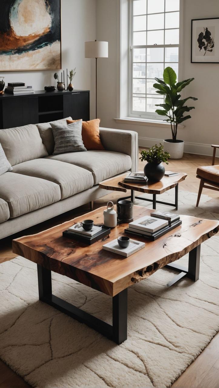 Live Edge Central Table – Natural Wood Elegance