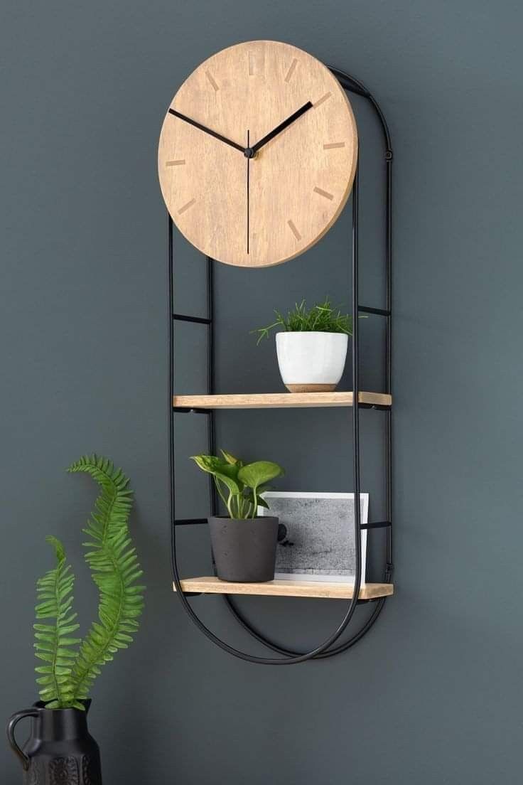 Rustic Charm Wall Clock with Storage