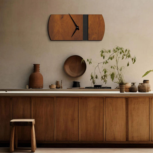 Modern wood wall clock, Oblong wall clock, Rectangular wall clock, Oversized wall clock