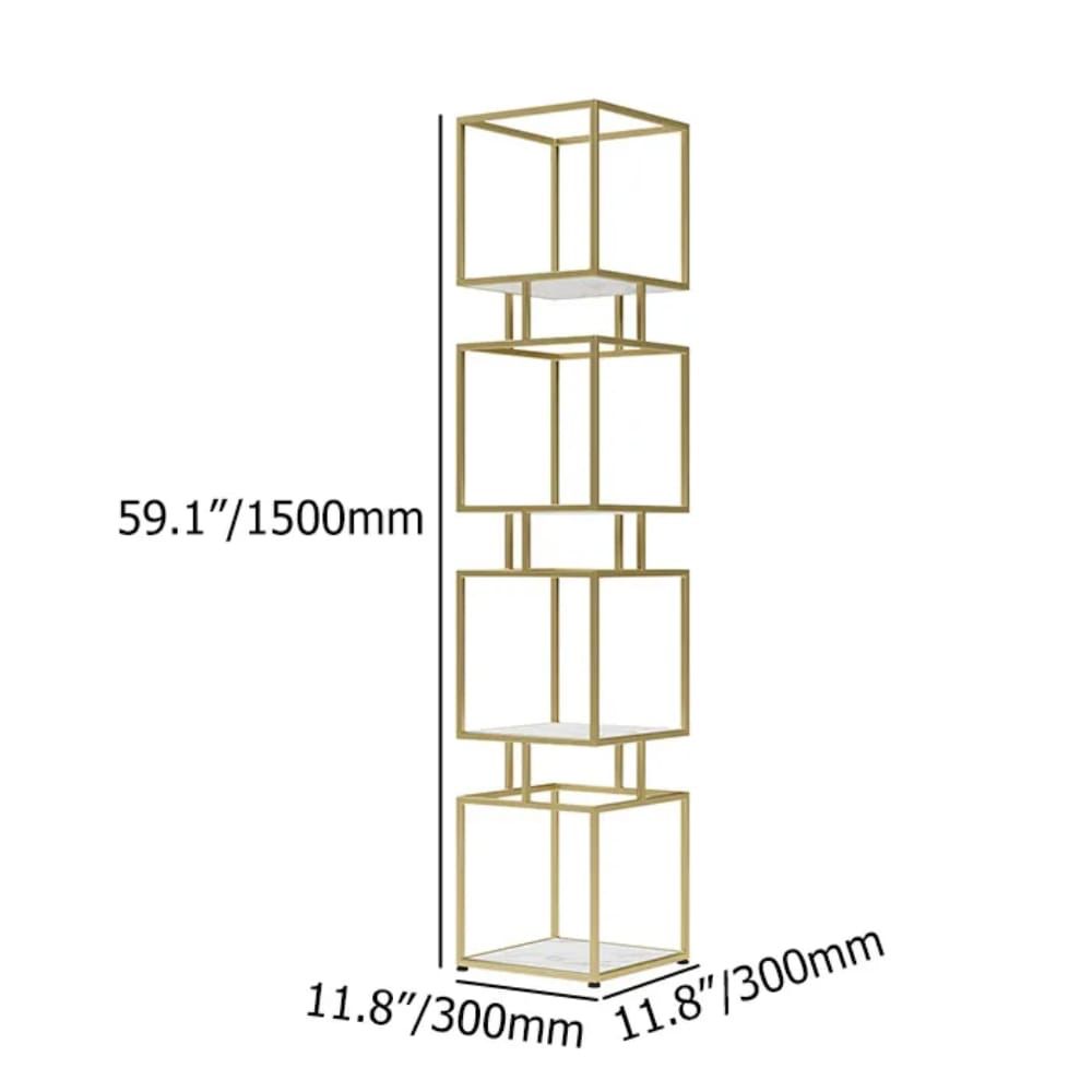 Gold Metal Shelving Unit with Interconnected Square Frames