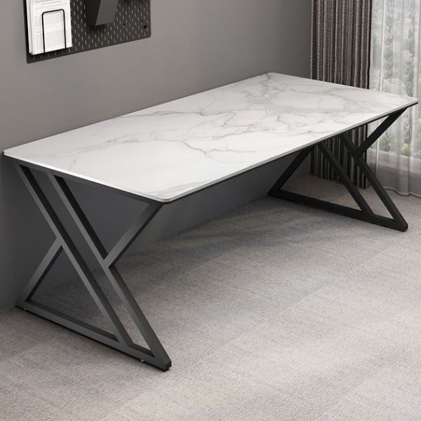 Modern Rectangular Grey Stone Top Office Desk