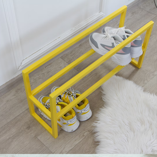 Modern Yellow Shoe Organizer – Powder-Coated Metal Frame for Small Spaces