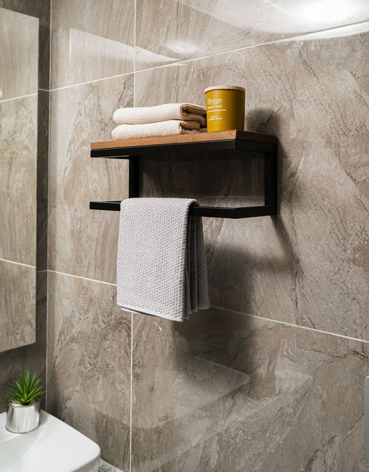 Bathroom Towel Hanger with Storage – Wall Mounted Organizer by Adaptivo Furniture
