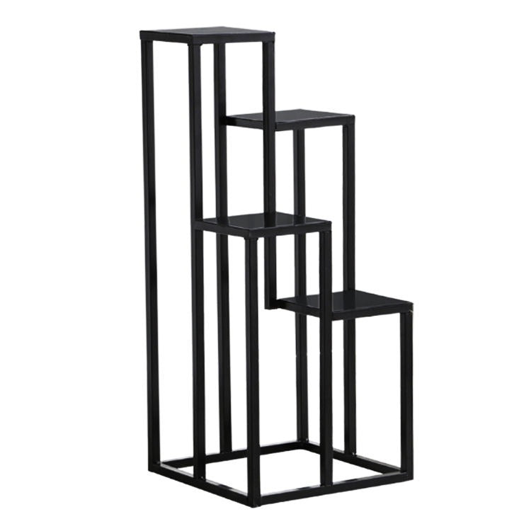 Black iron flower pot holder with Sheesham wood design