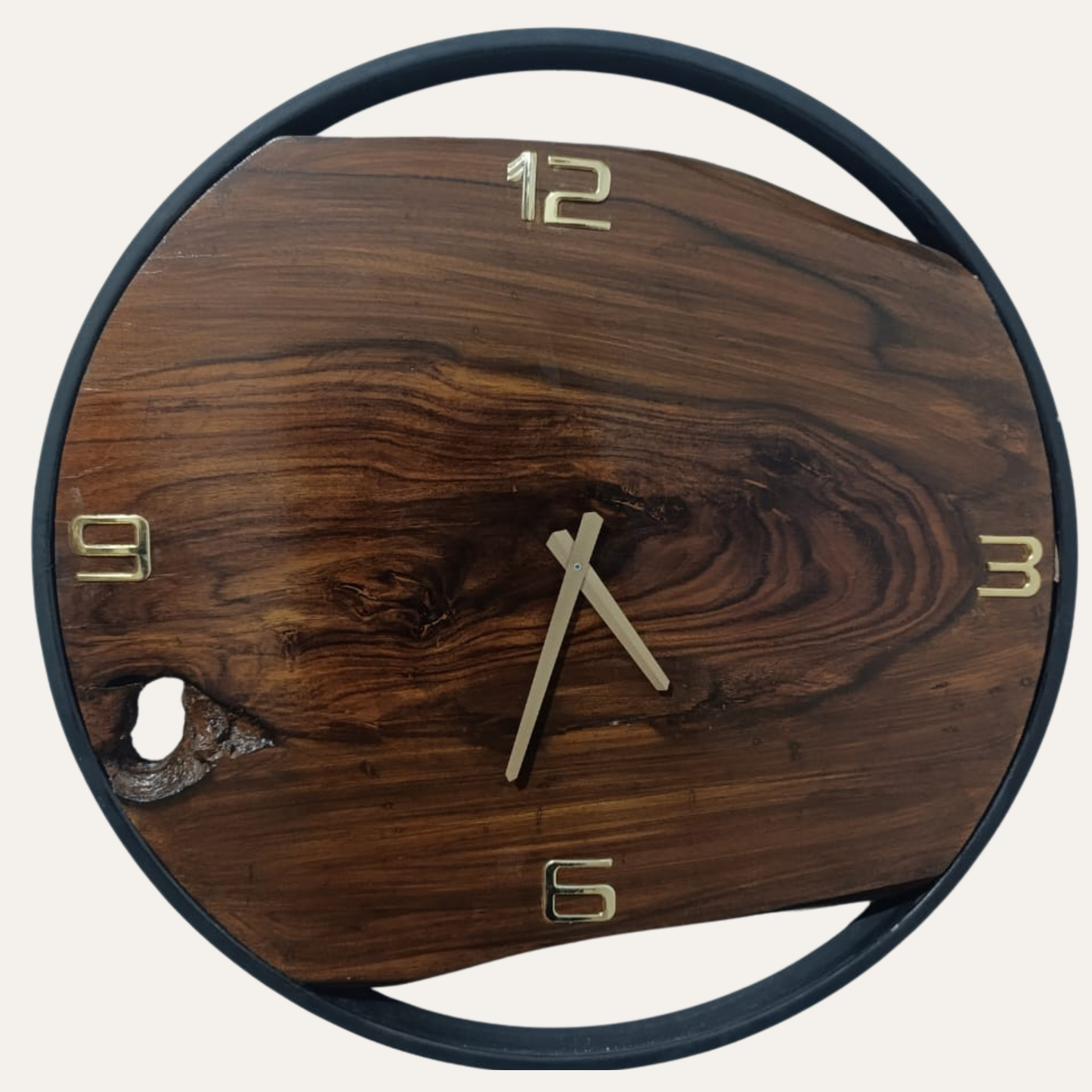 Black Roman Numeral Dark Sheesham Wall Clock – Elegant handcrafted wooden timepiece by Adaptivo Furniture