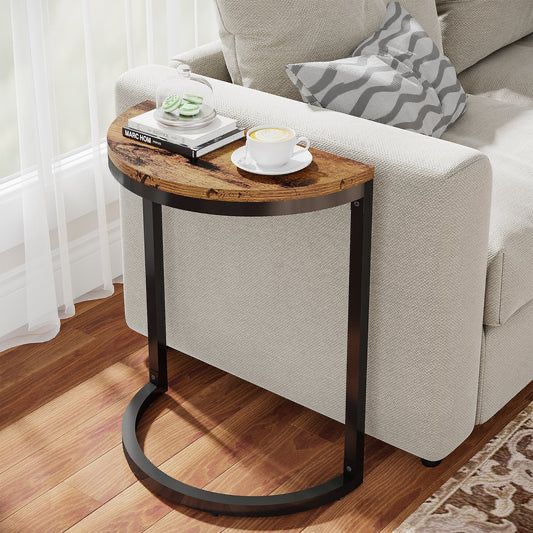 Circle half round Sheesham wood and metal side table – Adaptivo